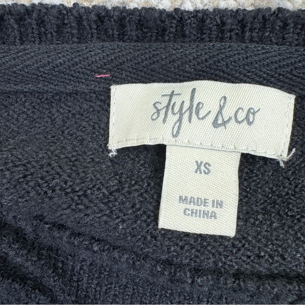 Style & Co. Black Textured Knit Top Sweater  Women’s Size XS - Picture 6 of 12